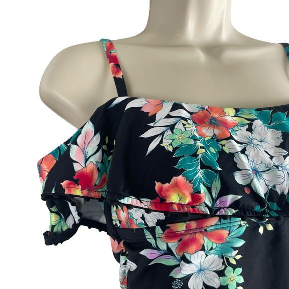Tommy Bahama Floral Springs Flounce Tankini Top Swim Size XS - Picture 7 of 10